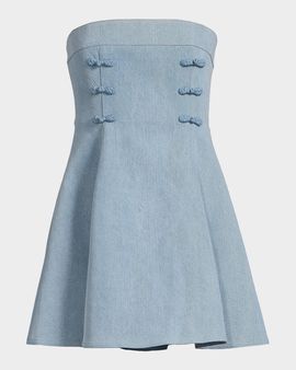 Sau Lee Tai Denim Strapless Minidress