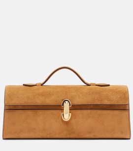 Savette Savette Symmetry Slim Medium suede top-handle bag