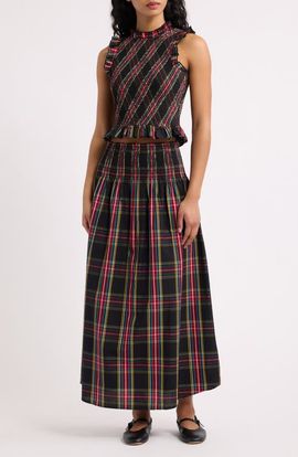 Saylor Saylor Bettina Plaid Sleeveless Cotton Top and Maxi Skirt Set