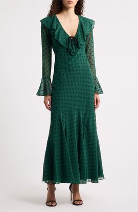 Saylor Saylor Fiamma Polka Dot Long Sleeve Maxi Dress