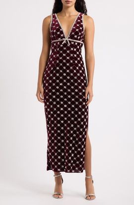 Saylor Saylor Fiorella Embellished Velvet Midi Dress