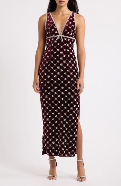 Saylor Saylor Fiorella Embellished Velvet Midi Dress