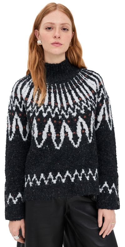 Saylor Saylor Vicki Boucle Fair Isle Sweater Black