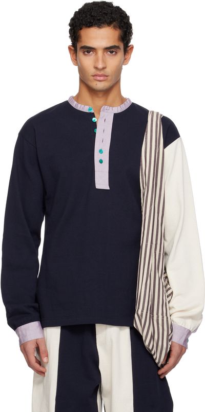 SC103 SC103 SSENSE Exclusive Navy & Off-White Guardian Henley