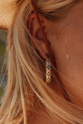 SC COLLECTION SC Collection June Hoops in Gold/Navy Blue, Women's at Urban Outfitters