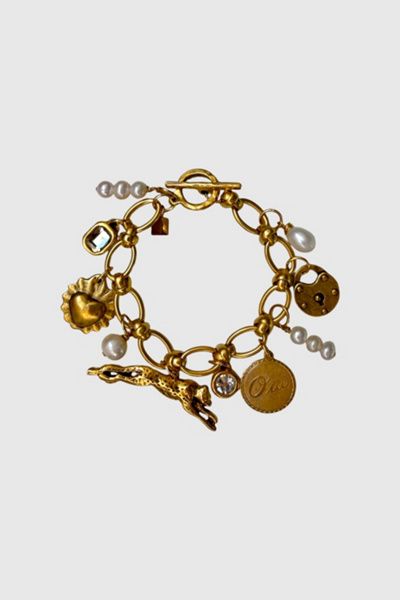 SC COLLECTION SC Collection Lola Charm Bracelet in Gold, Women's at Urban Outfitters