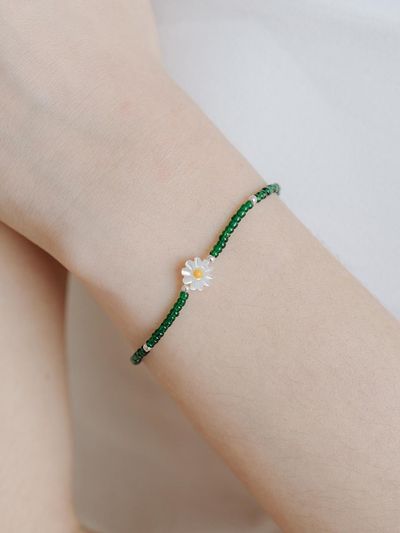 SCALETTO [Silver925] Daisy Green Beads Bracelets