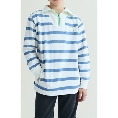 Scalpers Scalpers Kids Striped Sweatshirt with Polo Collar