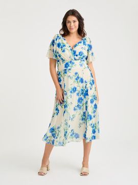 Scarlett & Jo Scarlett & Jo Victoria Floral Angel Sleeve Midi Dress