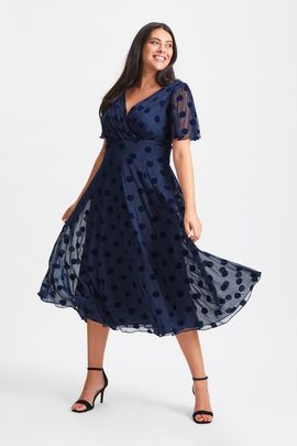 Scarlett & Jo Scarlett & Jo Victoria Velvet Flock Midi Dress