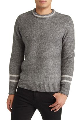 Schott NYC Schott NYC Stripe Trim Triple Blend Crewneck Sweater