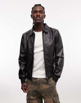 Schott Schott leather jacket with collar in black