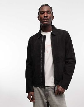 Schott Schott real suede harrington jacket in black