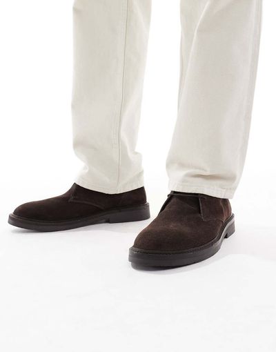 Schuh Schuh Dale chunky lace-up shoes in chocolate suede-Brown
