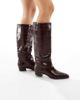 Schuh Schuh Danika knee boots in burgundy croc-Red - 1
