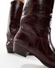 Schuh Schuh Danika knee boots in burgundy croc-Red - 3