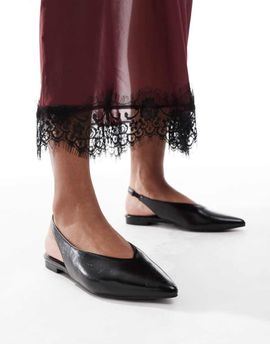 Schuh schuh Lace sling back flat shoes in black