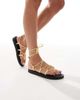 Schuh schuh leg tie flat sandals in yellow leather look - 2