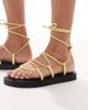 Schuh schuh leg tie flat sandals in yellow leather look - 3