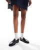 Schuh schuh Lillian penny loafers in black crinkle leather - 1