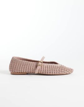 Schuh schuh Lisbeth double buckle woven ballet flats in pink