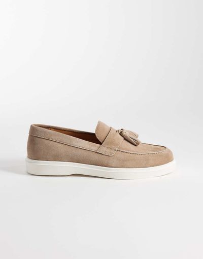 Schuh Schuh Percy tassel boat shoe in taupe suede-Neutral