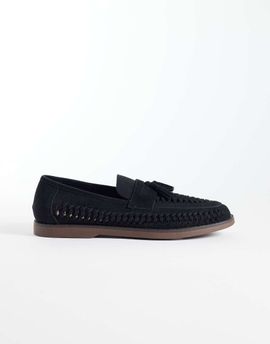 Schuh schuh Robbie woven loafers with tassels in black
