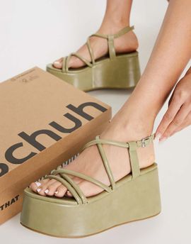 Schuh schuh Samantha chunky flatform strappy sandals in sage green