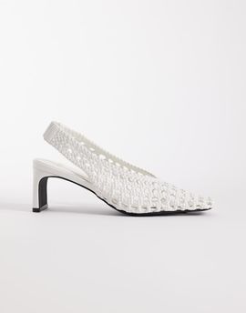 Schuh Schuh Saturday slingback heeled woven shoes in white