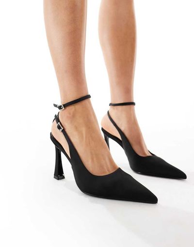 Schuh Schuh Sunday heeled pumps in black satin