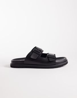 Schuh Schuh Swift double buckle sandals in black leather