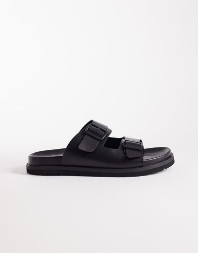 Schuh Schuh Swift double buckle sandals in black leather