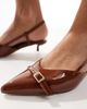 Schuh Schuh Sybill kitten heel slingback shoes in toffee patent-Brown - 3