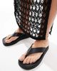 Schuh schuh Tanisha flatform flip flop sandals in black leather - 2