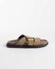 Schuh Schuh Tear cross over flat sandal with buckle detail in sage suede-Green - 1