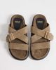 Schuh Schuh Tear cross over flat sandal with buckle detail in sage suede-Green - 3