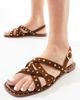 Schuh schuh Thelma slingback studded sandals in tan leather-Brown - 3