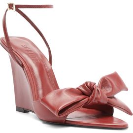 Schutz Schutz Elodie Bow Wedge Leather Sandal