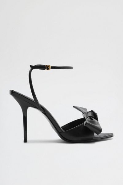 Schutz Schutz Elodie Buckle Strap Bow Heeled Sandals in Black, Women's at Urban Outfitters