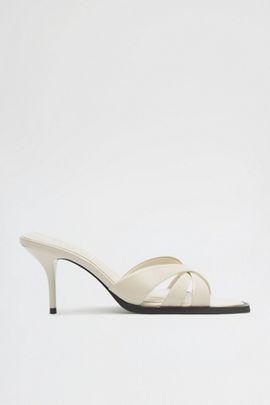 Schutz Schutz Keefa Leaf Mule Heeled Sandals in Sugar White, Women's at Urban Outfitters
