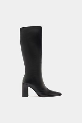 Schutz Schutz Raffaela Up Knee-High Boot in Black Leather, Women's at Urban Outfitters