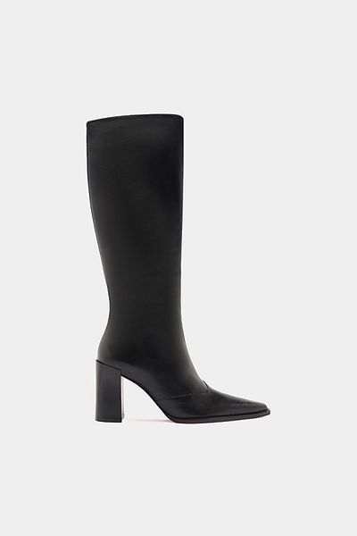 Schutz Schutz Raffaela Up Knee-High Boot in Black Leather, Women's at Urban Outfitters