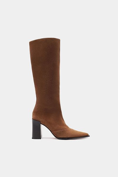 Schutz Schutz Raffaela Up Knee-High Suede Boot in Pecan Brown, Women's at Urban Outfitters