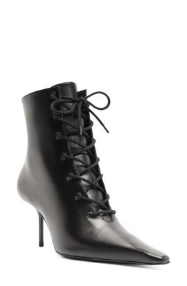 Schutz Schutz Roxanne Lace Pointed Toe Leather Bootie