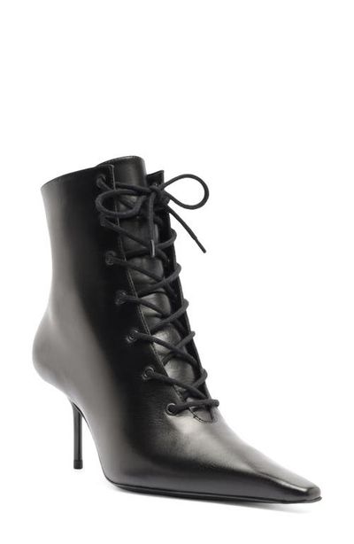 Schutz Schutz Roxanne Lace Pointed Toe Leather Bootie