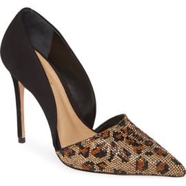 Schutz Schutz Totia Crystal Leopard Pointed Toe Pump