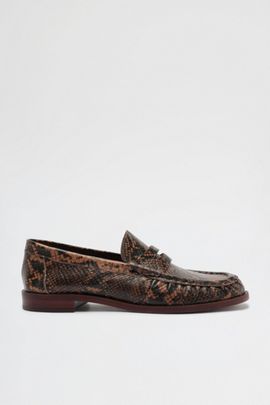 Schutz Schutz Tyche Animal Print Loafers in Pecan Brown, Women's at Urban Outfitters