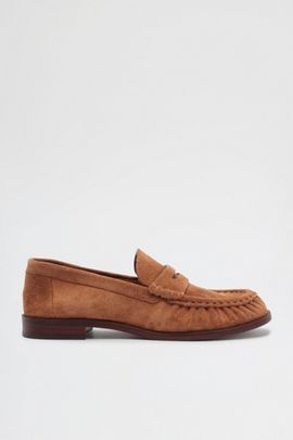 Schutz Schutz Tyche Suede Loafers in Almond Wood, Women's at Urban Outfitters