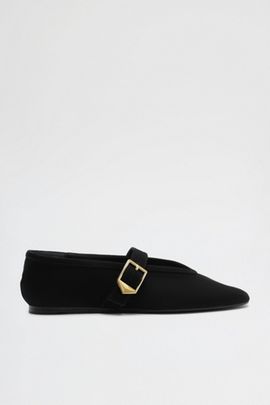 Schutz Schutz Vick Suede Buckle Ballet Flats in Black, Women's at Urban Outfitters