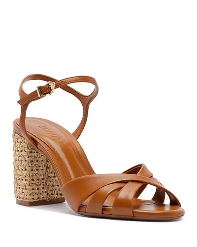 Schutz Schutz Women's Keefa Raffia Block Heel Sandals